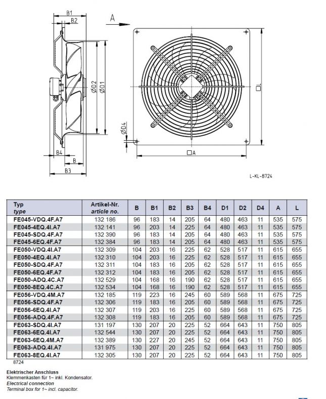 Габаритные размеры FE050-6EQ.4F.A7