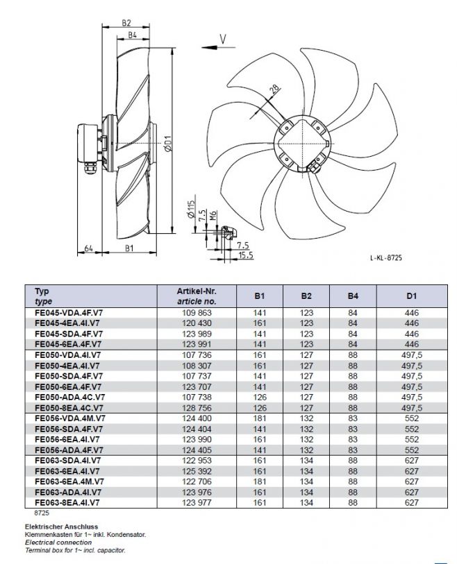 Габаритные размеры FE050-8EA.4C.V7