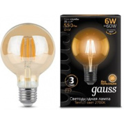 Лампа Gauss Filament G95 6W 550lm 2400К Е27 golden LED 1/20