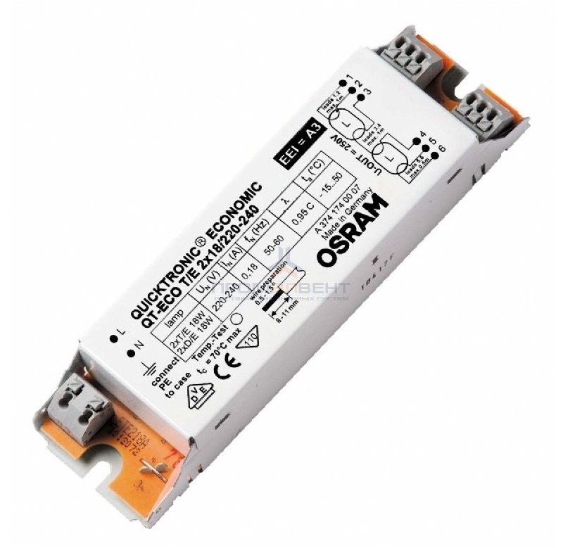 ЭПРА Osram QT-ECO T/E 2x18 для компактных люминесцентных ламп