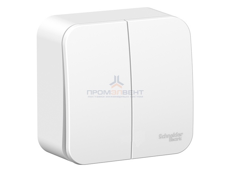 Выключатель 2-клавишный (cх.5) Blanca Schneider Electric 6А 250В белый монтажная пластина