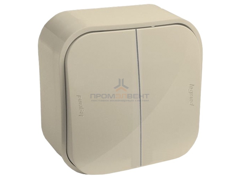 Выключатель двухклавишный Legrand Quteo слоновая кость [уп 20шт]