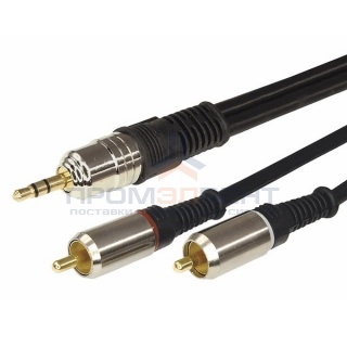 Шнур 3.5 Stereo Plug-2RCA Plug 5М GOLD-металл