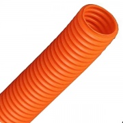 Труба ПНД гибкая гофр. д.32мм, тяжёлая без протяжки, цвет оранжевый [бухта 25м]