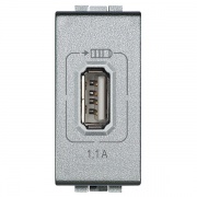 Розетка USB для зарядки мобильных устройств 1,1А 230/5В. 1 модуль LivingLight Алюминий
